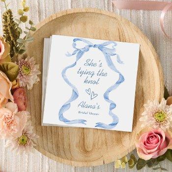 elegant dusty blue hand drawn bow bridal shower napkins