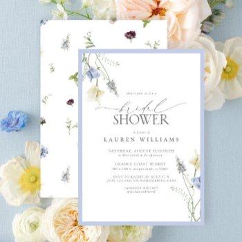 elegant dusty blue wildflower bridal shower invitation