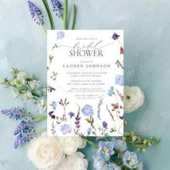 elegant dusty blue wildflower floral bridal shower invitation