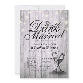 elegant eat drink & be married wedding invitations