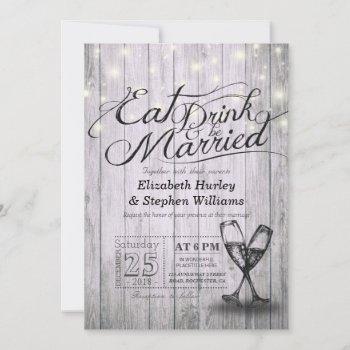 elegant eat drink & be married wedding invitations