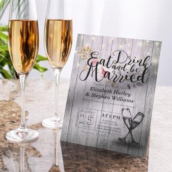 elegant eat drink & be married wedding invitations