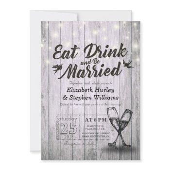 elegant eat drink & be married wedding invitations