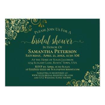 Elegant Emerald & Gold Lace Frills Front View