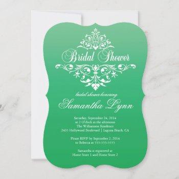 elegant emerald ombre wbridal shower invitation