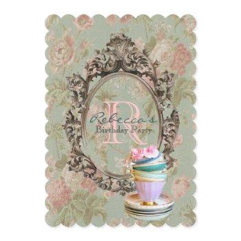 elegant english floral vintage birthday party invitation