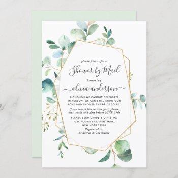 elegant eucalyptus greenery bridal shower by mail invitation