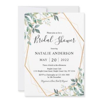 elegant eucalyptus greenery gold bridal shower invitation