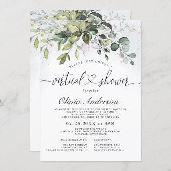 elegant eucalyptus greenery virtual bridal shower invitation