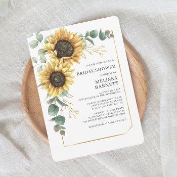 elegant eucalyptus sunflower floral bridal shower invitation