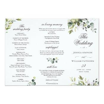 Elegant Eucalyptus Wedding Ceremony Program Front View