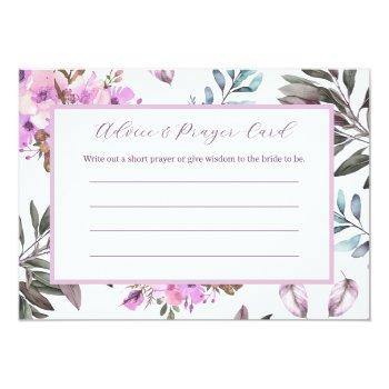 Elegant Floral Bridal Shower Advice & Prayer Card Front View