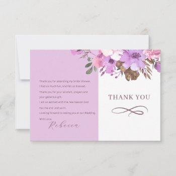 elegant floral bridal shower flat thank you card