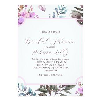 Elegant Floral Bridal Shower  Invitation Front View