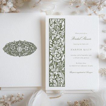 elegant floral bridal shower olive cream invitation