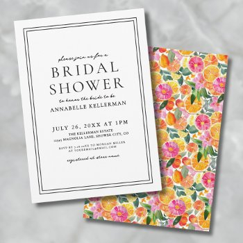 elegant floral citrus bridal shower invitation