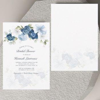 elegant floral dusty blue bridal shower invitation