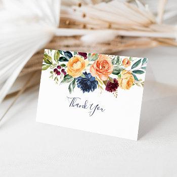 Elegant Floral Folded Wedding Thank You Card Front View