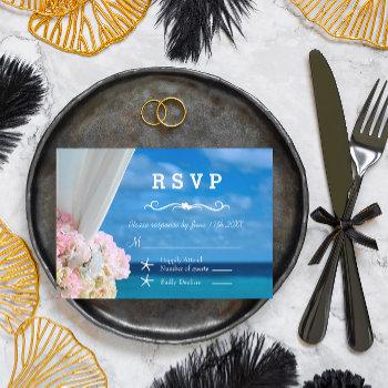 Elegant Floral Ocean Beach Summer Wedding Rsvp Front View