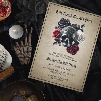 elegant floral skull halloween bridal shower invitation