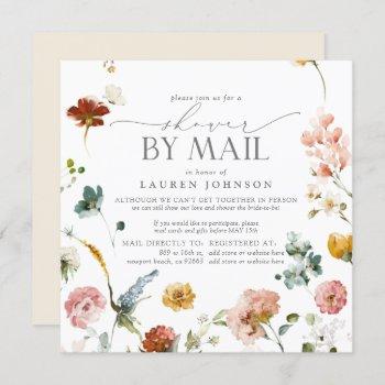 elegant garden flowers bridal shower mail invitation