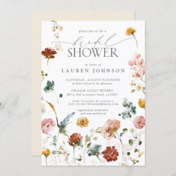 elegant garden flowers watercolor bridal shower invitation