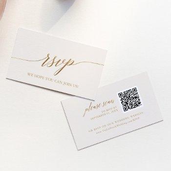 Elegant Gold And Ivory Wedding Qr Code Rsvp Card Front View