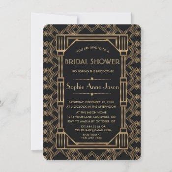 elegant gold black great gatsby bridal shower invitation