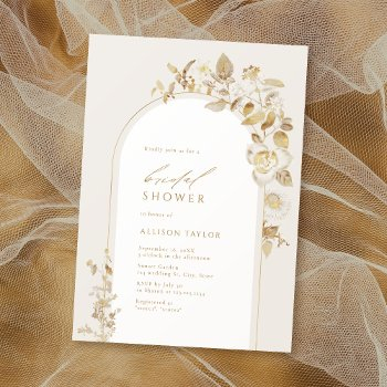 elegant gold botanical floral arch bridal shower invitation