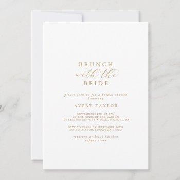 elegant gold brunch with the bride bridal shower invitation