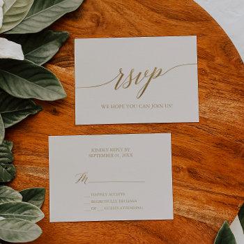 elegant gold calligraphy | ivory simple rsvp card