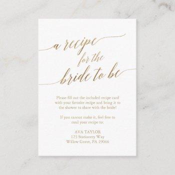 elegant gold calligraphy recipe card insert