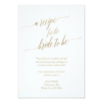 Elegant Gold Calligraphy Recipe Card Insert Front View