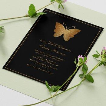 elegant gold glitter butterfly bridal shower invitation