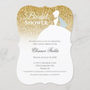 elegant gold glitter glam bridal shower invitation