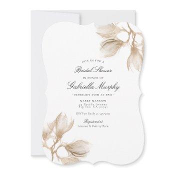 elegant gold magnolia bridal shower invitation