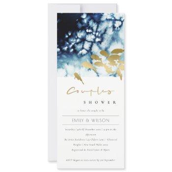 elegant gold navy underwater fish couples shower invitation