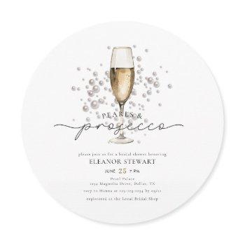 elegant gold pearls & prosecco bridal shower invitation