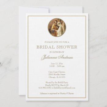 elegant golden catholic bridal shower mary joseph invitation