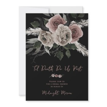 elegant gothic til death do us part bridal shower invitation