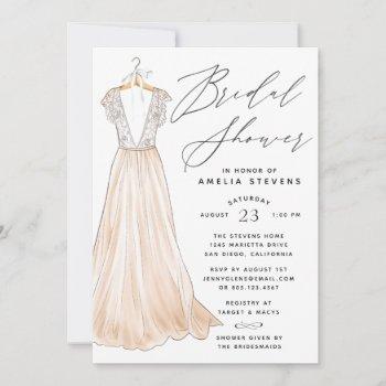 elegant gown bridal shower invitation