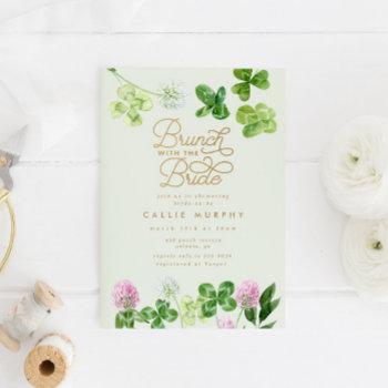 elegant green shamrock bridal shower brunch invitation