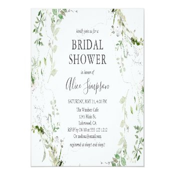 Elegant Greenery Bridal Shower Invitation Postcard Front View