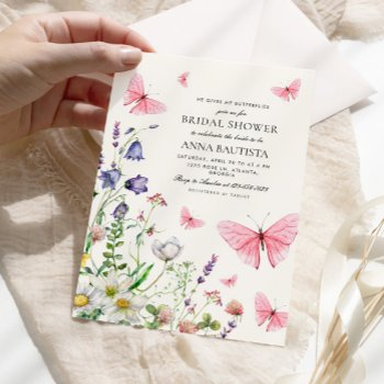 elegant he gives me butterflies bridal shower invitation
