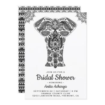 elegant indian henna elephant bridal shower invite