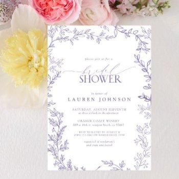elegant lavender floral leaf bridal shower invitation