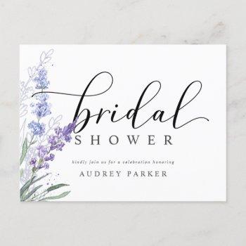 elegant lavender watercolor bridal shower invitation postcard