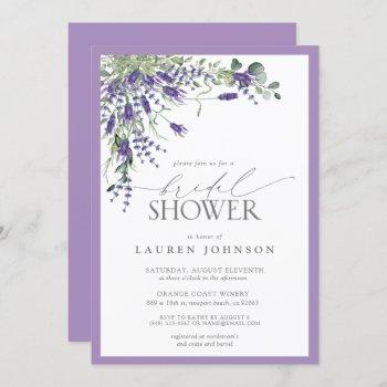 elegant lavender watercolor floral bridal shower invitation