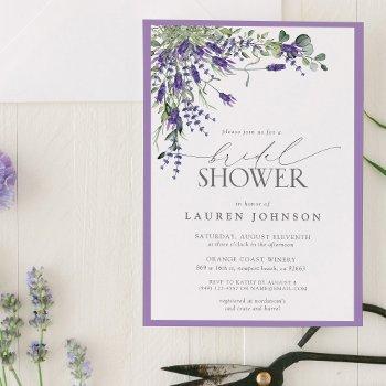 elegant lavender watercolor floral bridal shower invitation