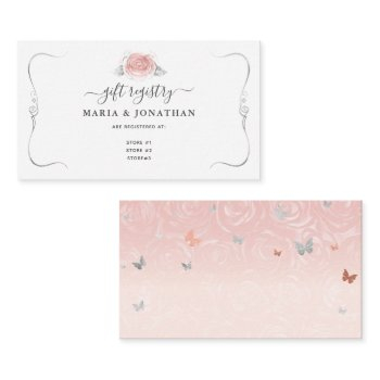 elegant light pink silver watercolor gift registry enclosure card